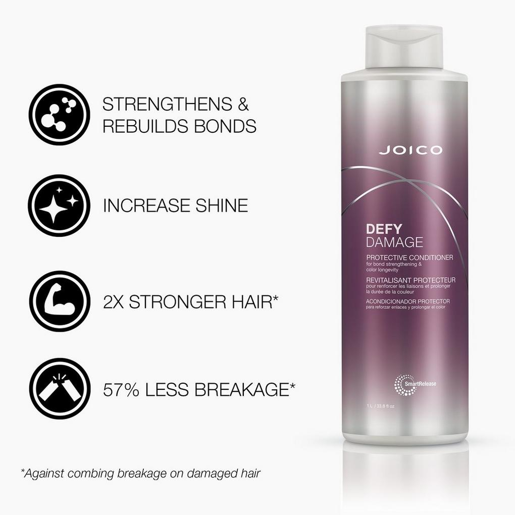 Joico Defy Damage Protective Conditioner | For Color-Treated Hair | Strengthen Bonds & Preserve Hair Color | With Moringa Seed Oil & Arginine