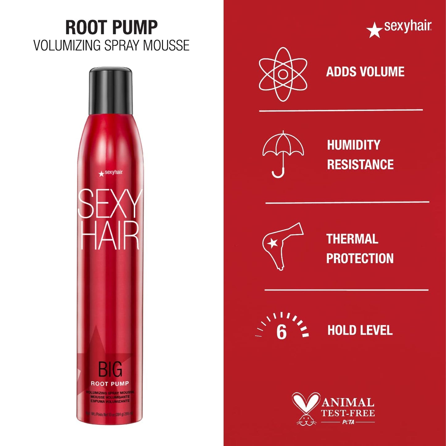 SexyHair Big Root Pump Volumizing Spray Mousse, 10oz / 295ml