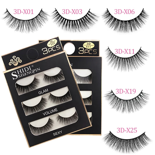 SHIDISHANGPIN 3 pairs 29 styles False Eyelashes Natural Long 3D Faux Mink Hair Soft  Fluffy Wispy Handmade Lashes Eye Maquiagem