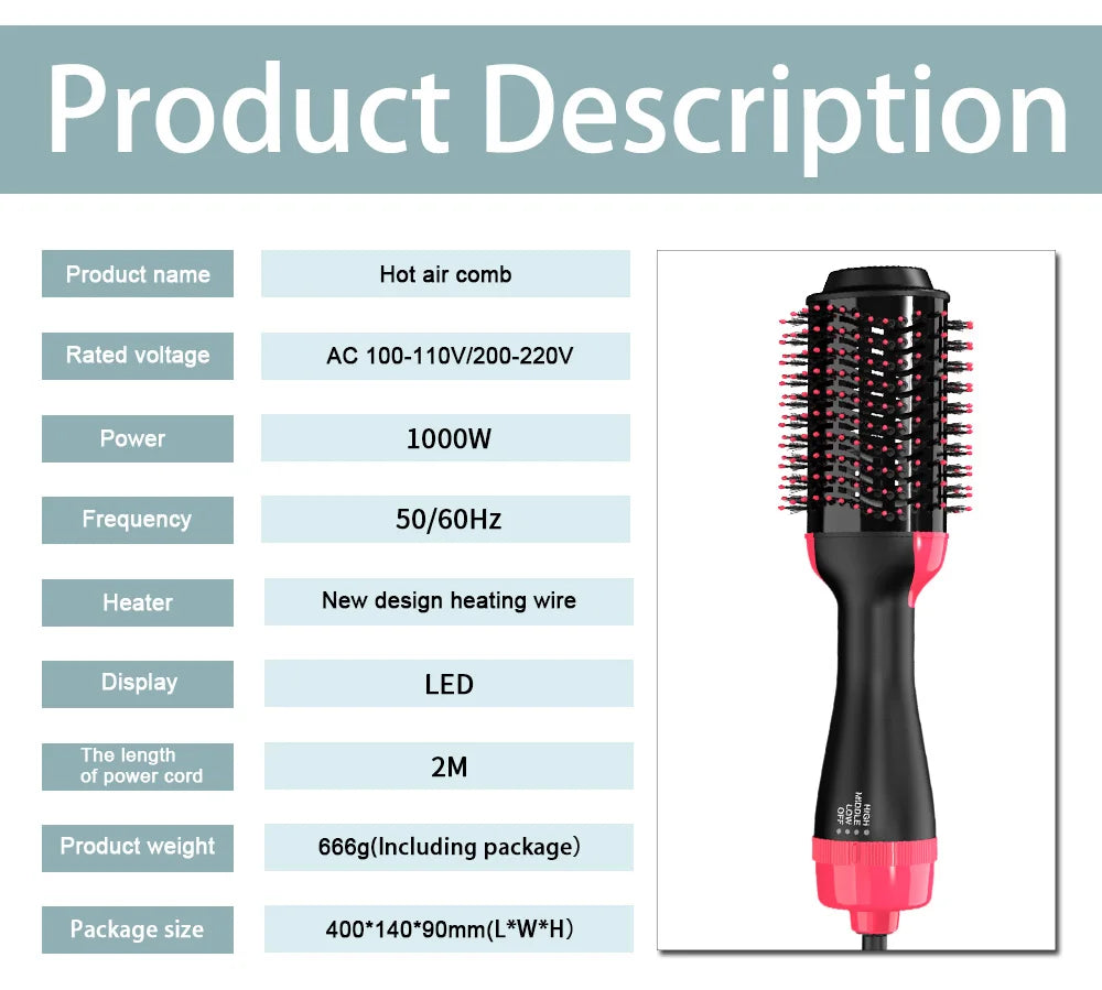 LISAPRO 3 IN 1 Hot Air Brush One-Step Hair Dryer And Volumizer Styler and Dryer Blow Dryer Brush Professional 1000W Hair Dryers