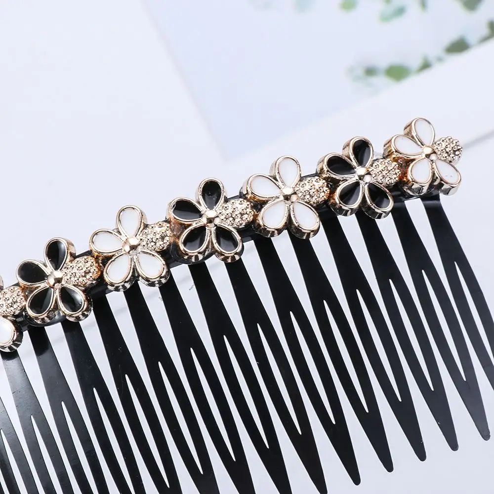 1PC Pearl Flower Rhinestone Inserted Hair Comb Buttons Bangs Hairpins Women's Fashion Headwear Hair Accessories