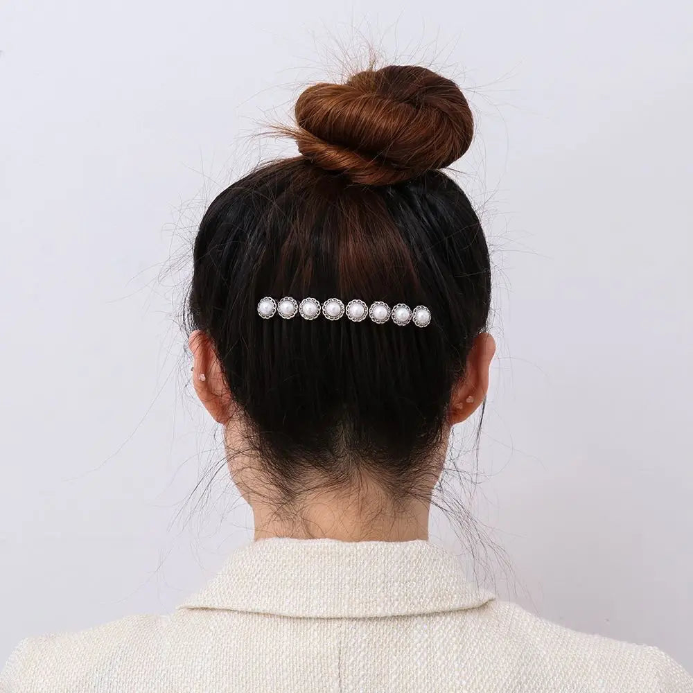 1PC Pearl Flower Rhinestone Inserted Hair Comb Buttons Bangs Hairpins Women's Fashion Headwear Hair Accessories