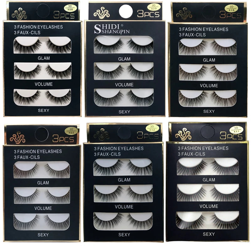 SHIDISHANGPIN 3 pairs 29 styles False Eyelashes Natural Long 3D Faux Mink Hair Soft  Fluffy Wispy Handmade Lashes Eye Maquiagem