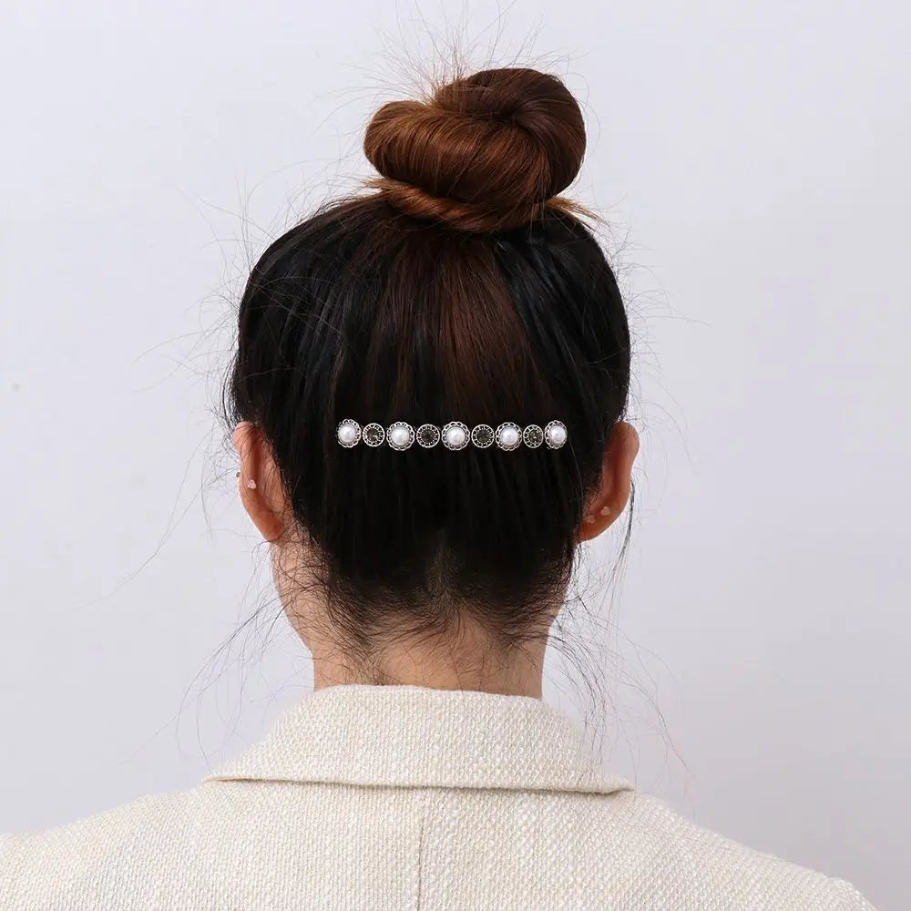 1PC Pearl Flower Rhinestone Inserted Hair Comb Buttons Bangs Hairpins Women's Fashion Headwear Hair Accessories