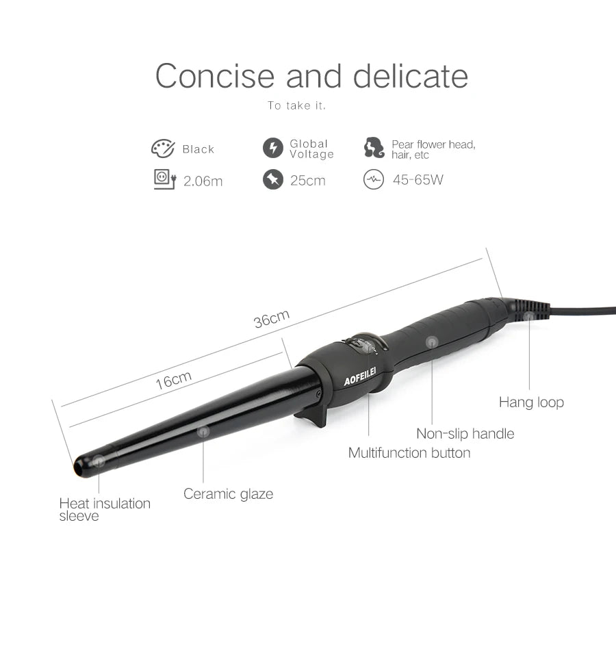 Professional Cone Shape Ceramic Hair Curler Iron Curling Wand Rollers Waver Styling Tools Style Quick Heat Electric Curly