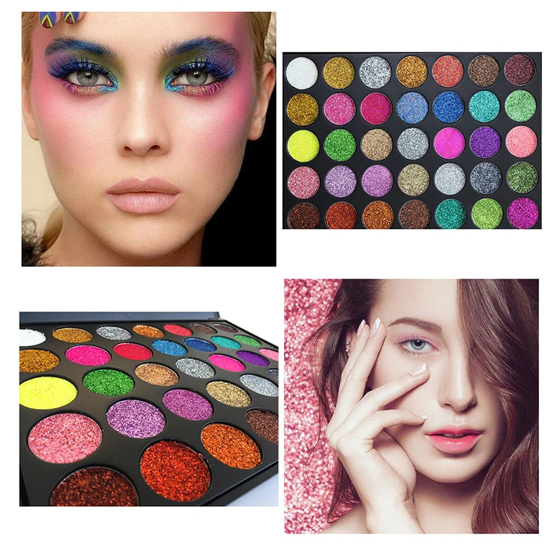 35 Color Glitter Metallic Eyeshadow Palette Shimmer Diamond Sequins Body Face Art Makeup Waterproof Maquillajes Para Mujer