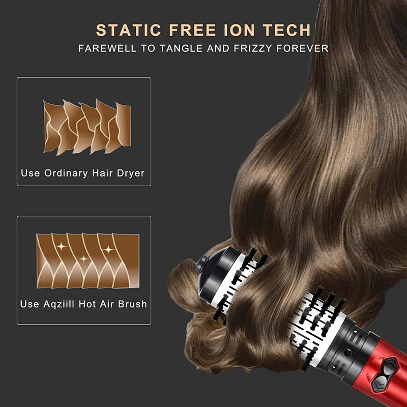 Hot Air Brush 2 In 1 Styler Rotary Head Professional One Step Hair Volumizer Brush Hair Dryer And Straightener Sets