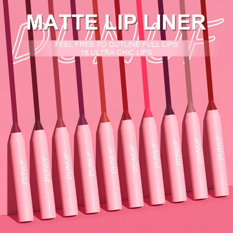 18 Colors Matte Lipstick Pen Soft Silky Velvet Lip Liner Pencil Sexy Full Color Lip Crayon Waterproof Lasting Beauty Maquillaje