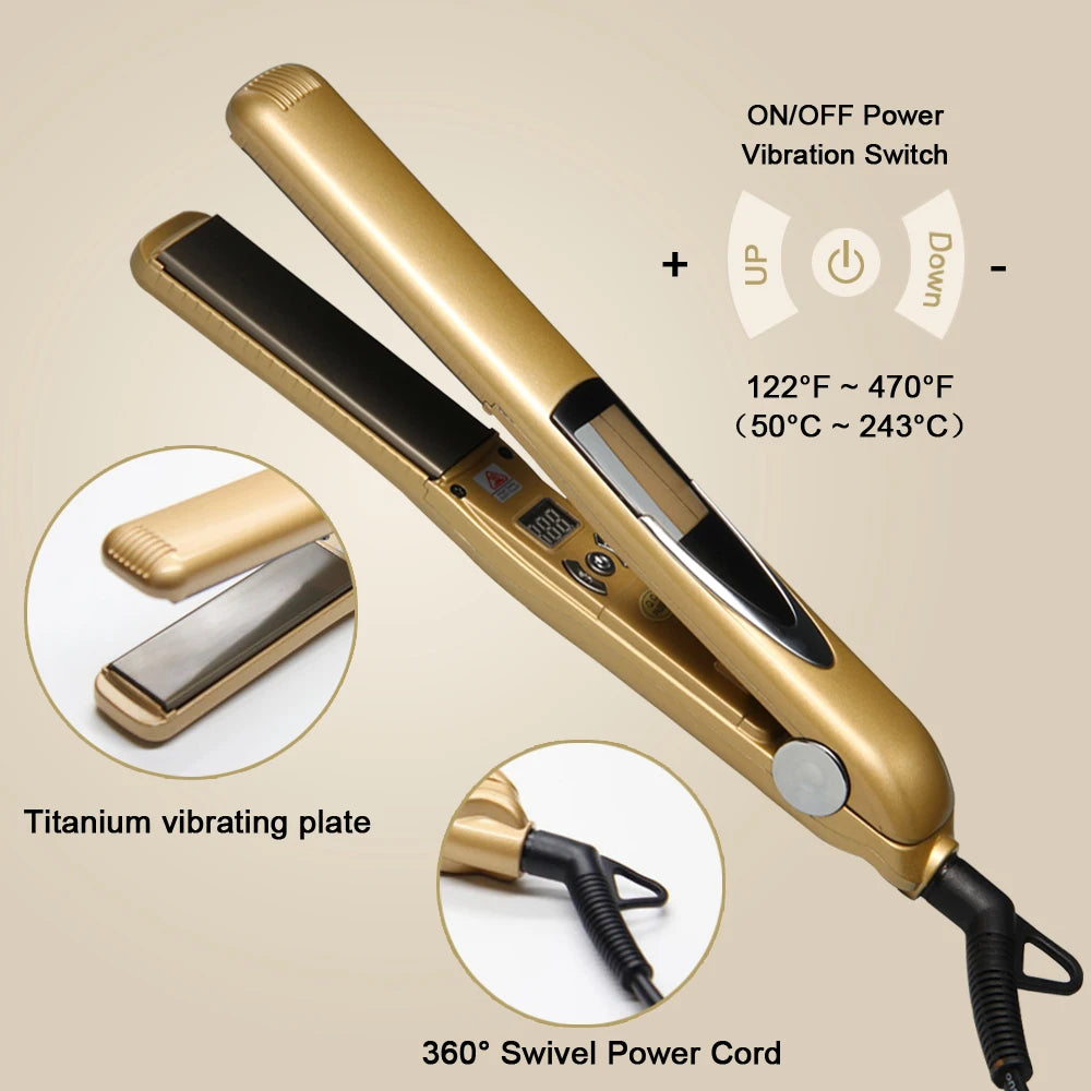 Hair Straightener Titanium Plate Flat Irons Professional Keratin Treatment 450°F / 230°C Salon Hair Styling Tools Dual Voltage