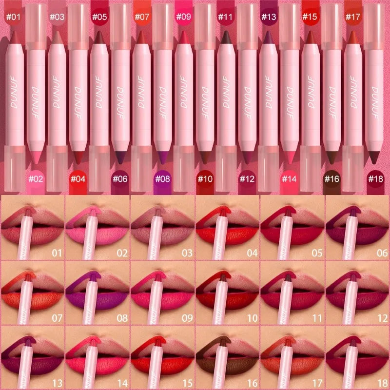 18 Colors Matte Lipstick Pen Soft Silky Velvet Lip Liner Pencil Sexy Full Color Lip Crayon Waterproof Lasting Beauty Maquillaje