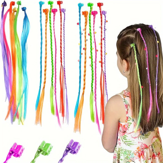 18 pieces for kids Colorful Hair extensions with bobby pins, hair styling accessories for kids hair accessories for teenage girl