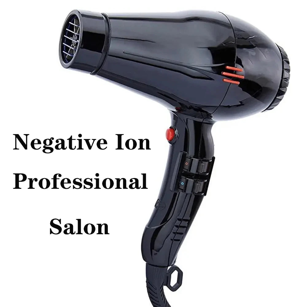 Compact Professional Hair Dryer 2000W Blower with Concentrator 2 Speed 3 Heat Settings Cool Shut Button Lightweight Strong Winds