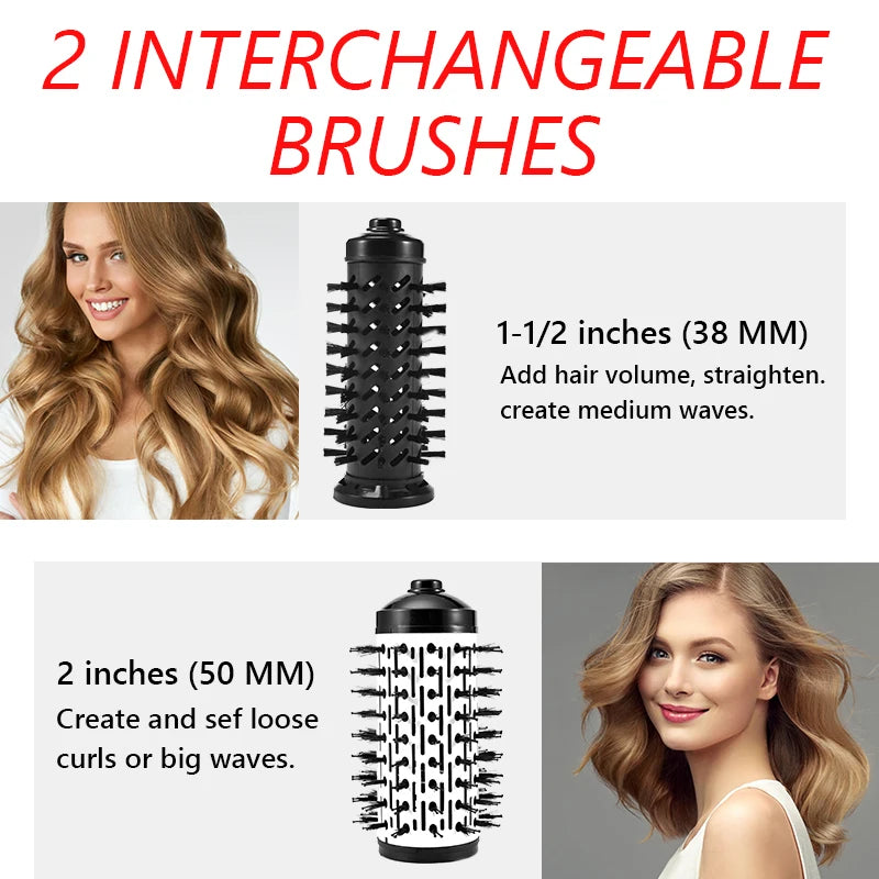 Hot Air Brush 2 In 1 Styler Rotary Head Professional One Step Hair Volumizer Brush Hair Dryer And Straightener Sets