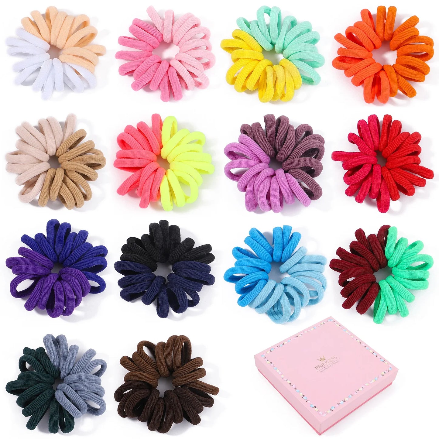 50PCS/Set Women Girls Basic Hair Bands  Simple Solid Colors Elastic Headband Hair Ropes Ties Hair Accessories Ponytail Holder