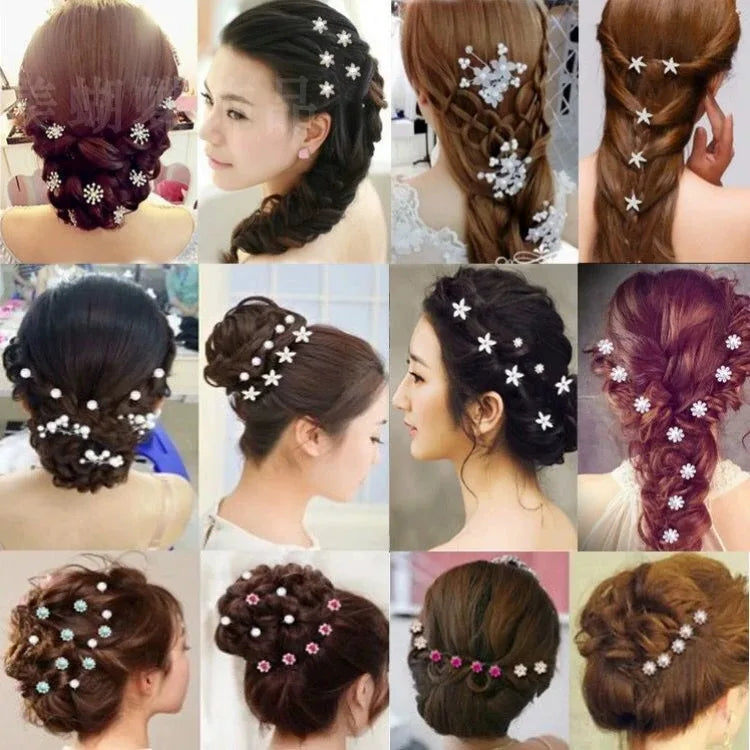 20pcs Pearl Crystal Hairpin Elegant Wedding Bridal U-shaped Metal Hair Comb Forks for Women Hairstyle Clips Jewelry Accessories