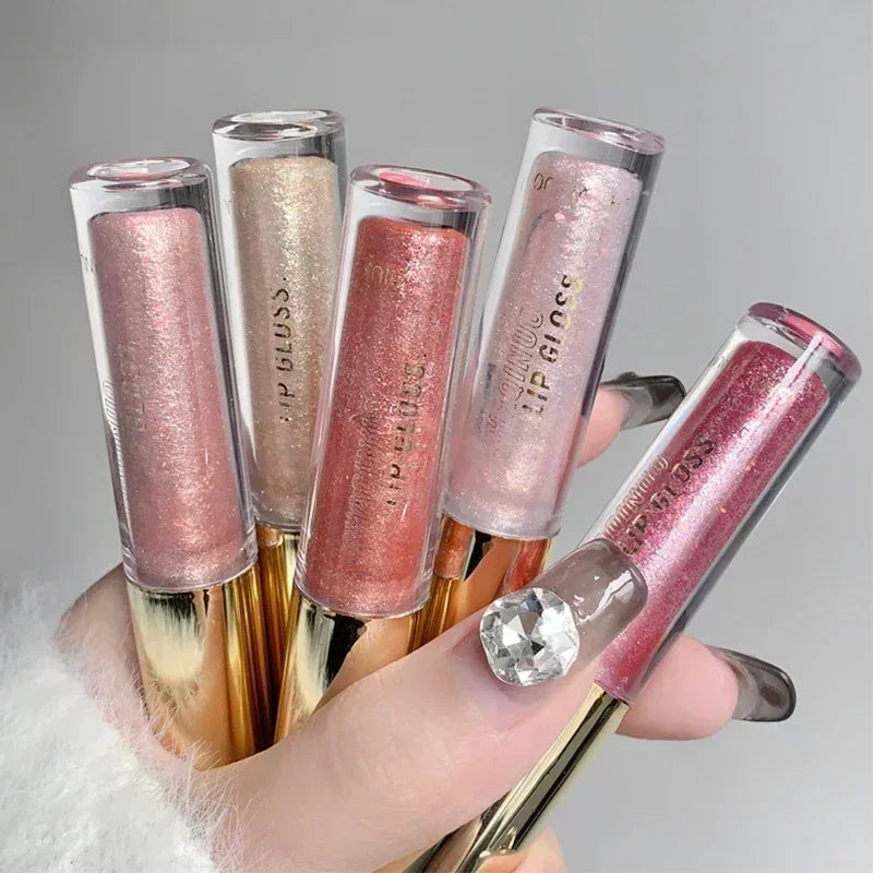 Moisturizing Mirror Pearl Glitter Lip Oil Long-lasting Plumping Gloss Lip Tint Makeup Sparkle Water Light Glaze Liquid Lipsticks