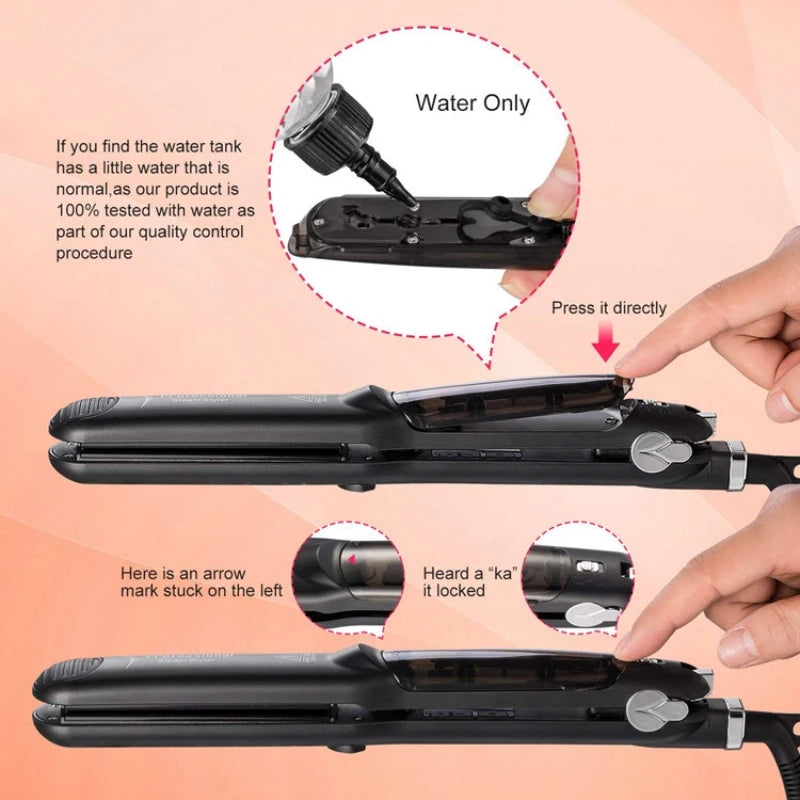 2 IN 1 Hair Iron Professional Steam Hair Straightener Hair Curler Ceramic Curling Style Tools