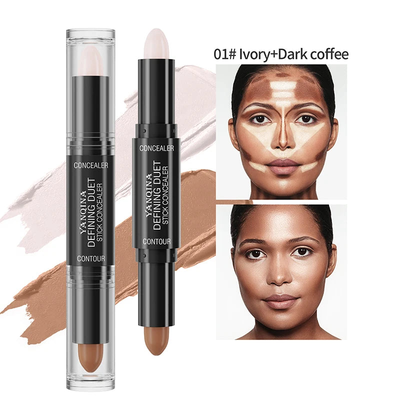 Face Foundation Concealer Pen Highlight Stick Cosmetic Double-end Pencil Facial Corrector Pen V-face Shaping Long Lasting Makeup