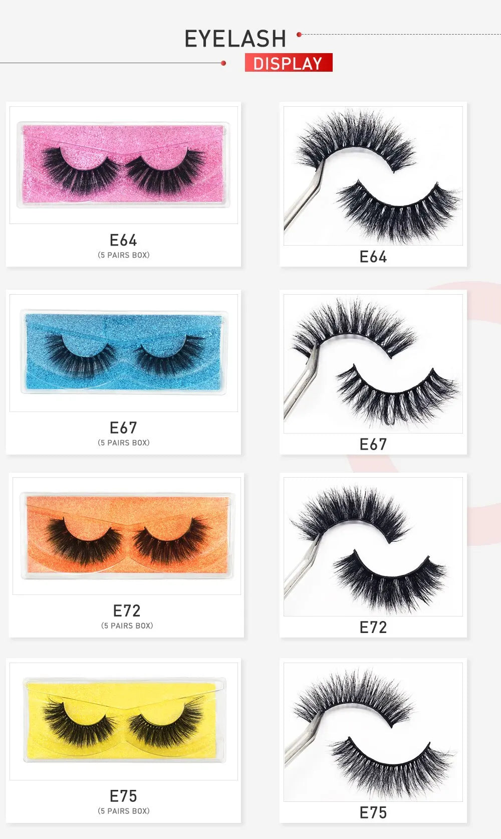 5Pairs 3D Mink Wholesale Eyelashes Lashes Handmade Fluffy Dramatic Lashes Cruelty Free False Eyelashes Makeup Lashes