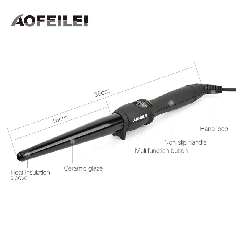 Professional Cone Shape Ceramic Hair Curler Iron Curling Wand Rollers Waver Styling Tools Style Quick Heat Electric Curly