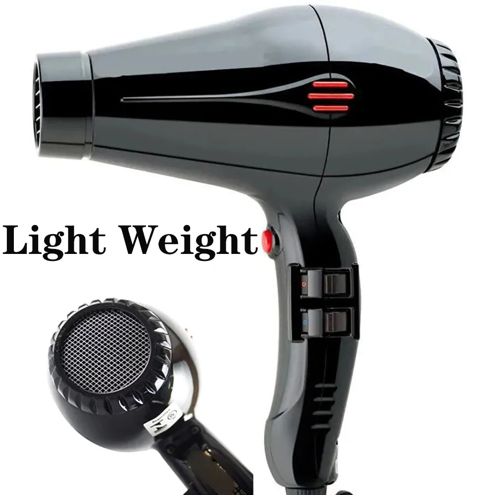 Compact Professional Hair Dryer 2000W Blower with Concentrator 2 Speed 3 Heat Settings Cool Shut Button Lightweight Strong Winds