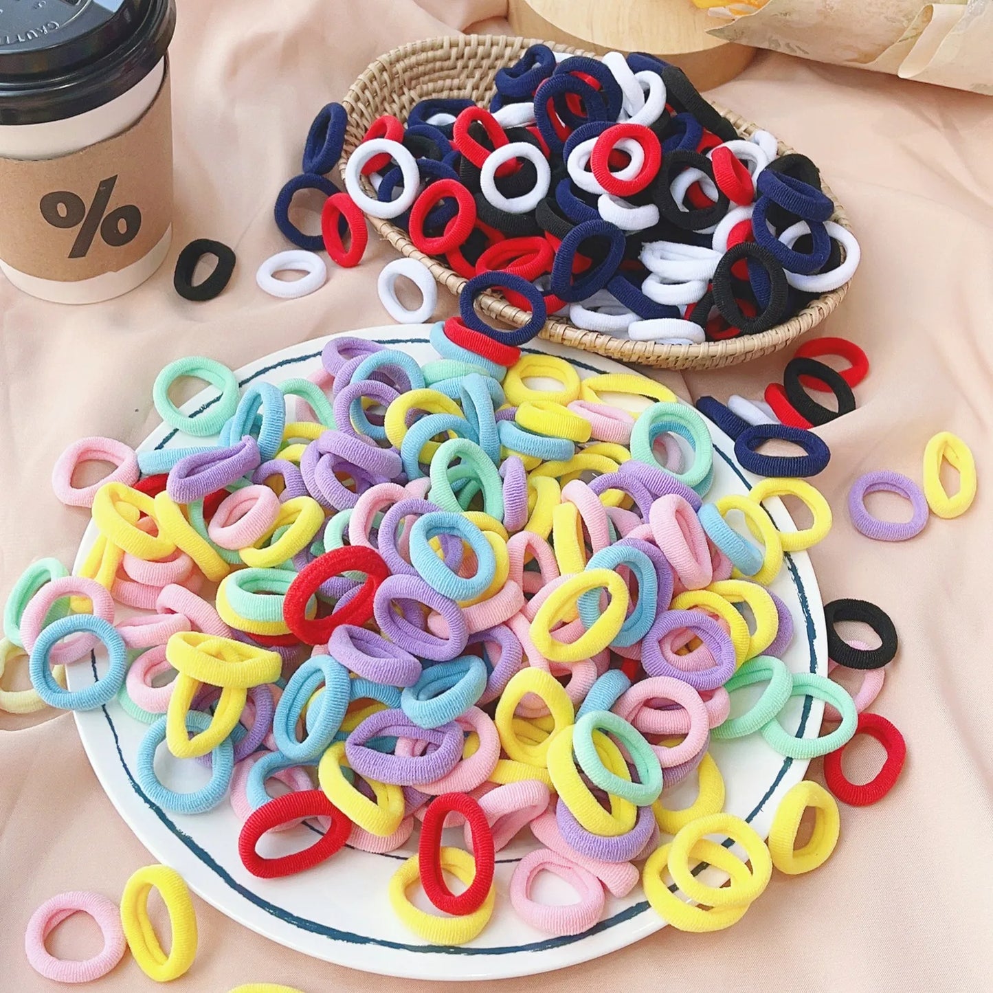 50PCS/Set Women Girls Basic Hair Bands  Simple Solid Colors Elastic Headband Hair Ropes Ties Hair Accessories Ponytail Holder