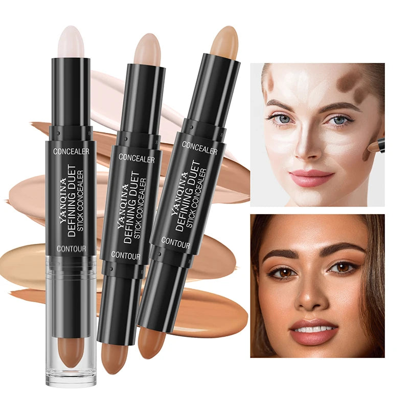 Face Foundation Concealer Pen Highlight Stick Cosmetic Double-end Pencil Facial Corrector Pen V-face Shaping Long Lasting Makeup