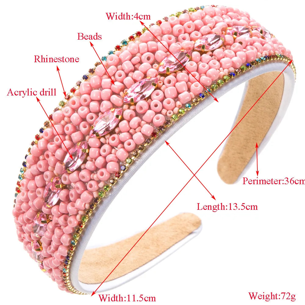 High-grade Baroque Full Diamond Shining Headband Fashion Hair Accessories Women's Trendy Wide Edge Hairband Hair Band Hoop Girl