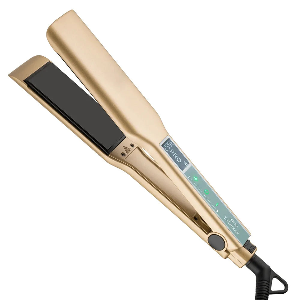 Touch Screen MCH Wide Plate Gold Brazilian Keratin Treatment Titanium 230℃ Professional Permanent Flat Iron Hair Straightener