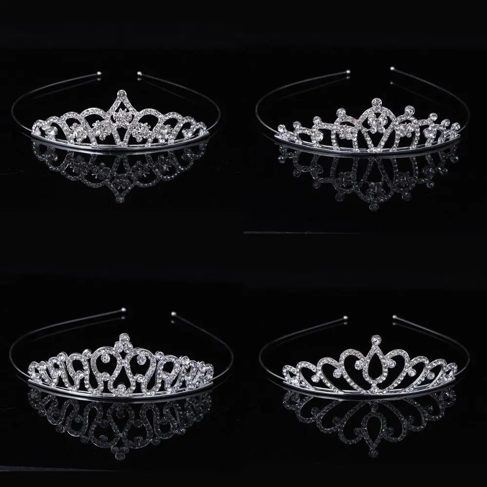 Children Crystal Wedding Tiaras Crowns Headband Kids Girls Bridal Crown Party Accessiory Bride Hair Jewelry Ornaments Headpiece