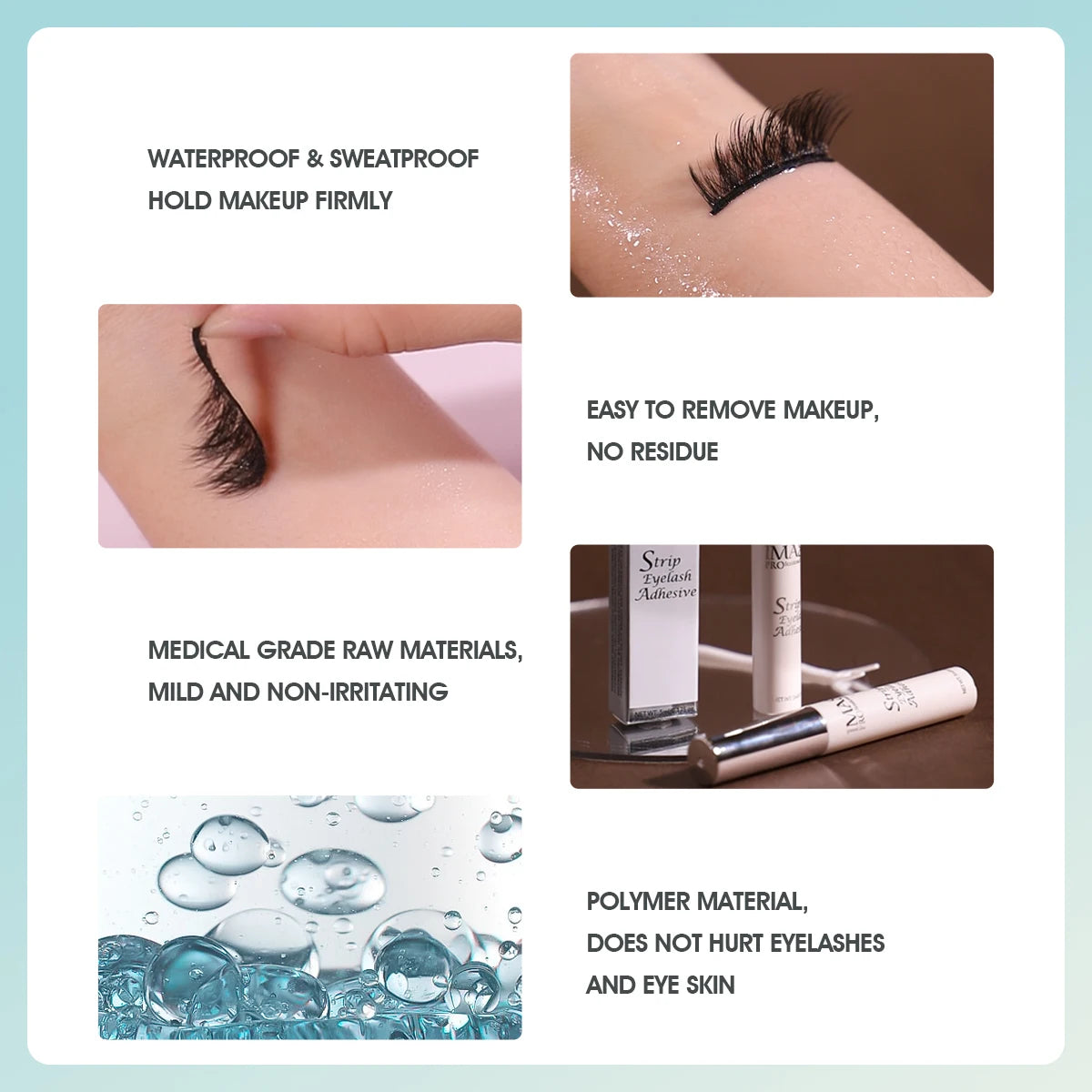 IMAGIC 5ml False Eyelash Extension Glue Waterproof Fast Dry Long Lasting Strong No Irritation Transparent Eyelash Primer Tools