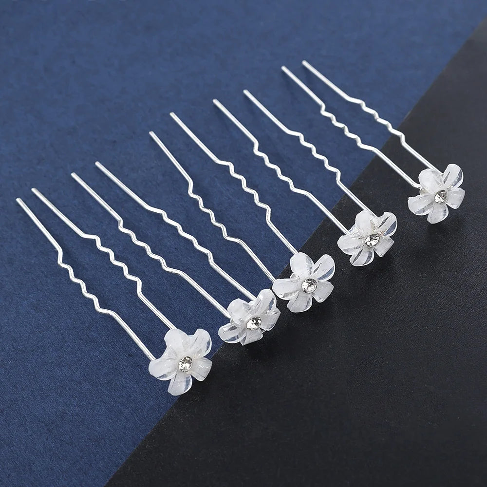 20pcs Pearl Crystal Hairpin Elegant Wedding Bridal U-shaped Metal Hair Comb Forks for Women Hairstyle Clips Jewelry Accessories