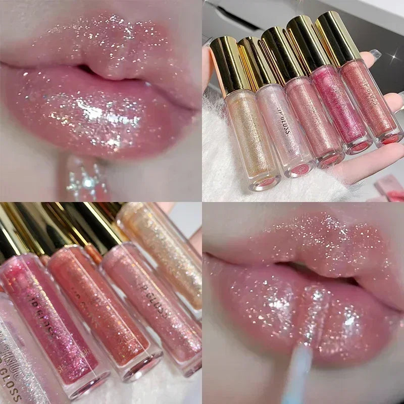 Moisturizing Mirror Pearl Glitter Lip Oil Long-lasting Plumping Gloss Lip Tint Makeup Sparkle Water Light Glaze Liquid Lipsticks