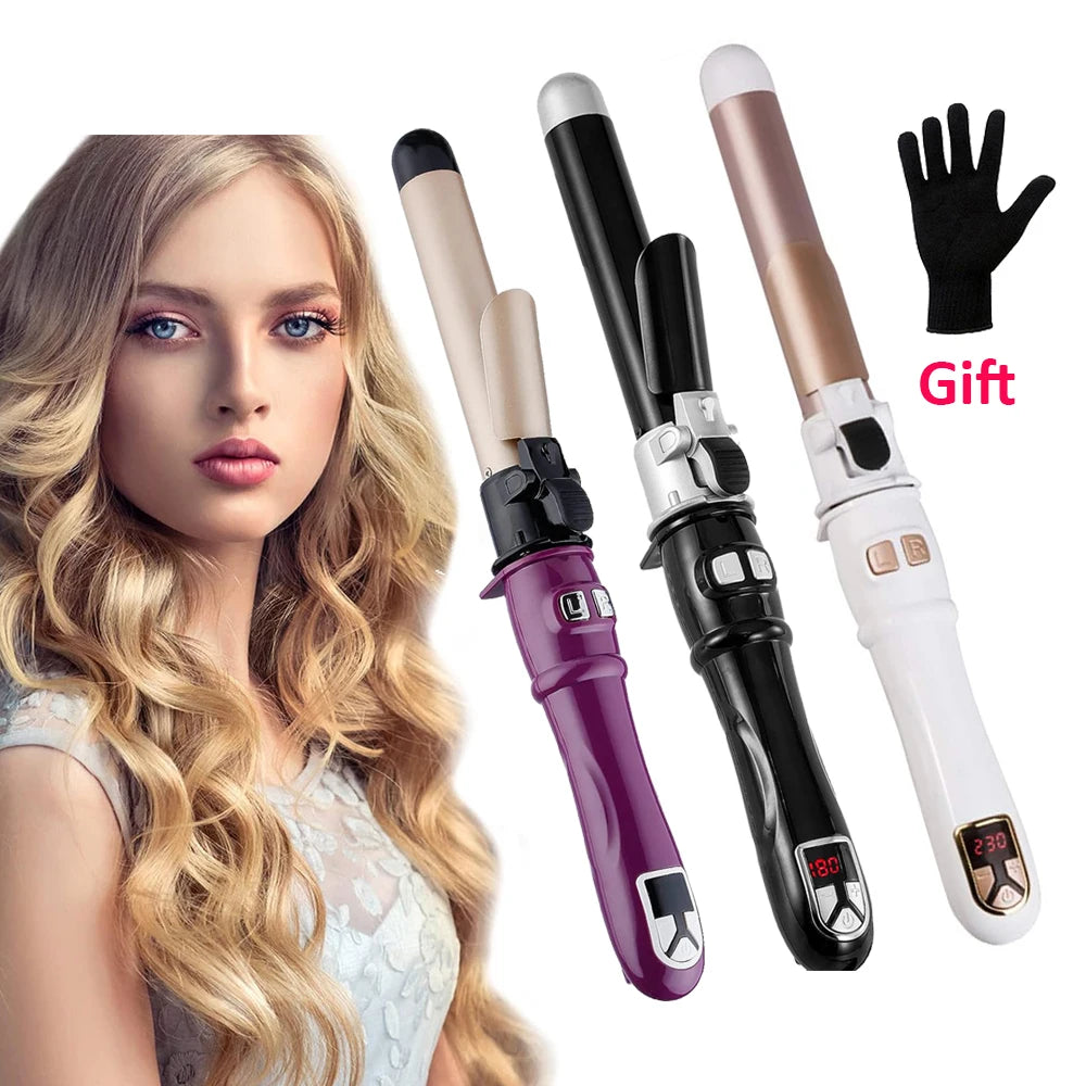 1.1/1.25inch Rotating Curling Iron Curling Wand Automatic Hair Curler 30s Instant Heat Auto Hair Waver Hair Styling Irons