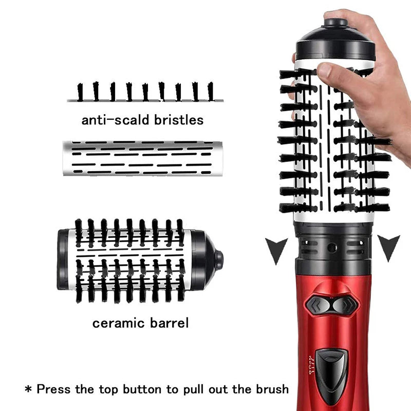 Hot Air Brush 2 In 1 Styler Rotary Head Professional One Step Hair Volumizer Brush Hair Dryer And Straightener Sets