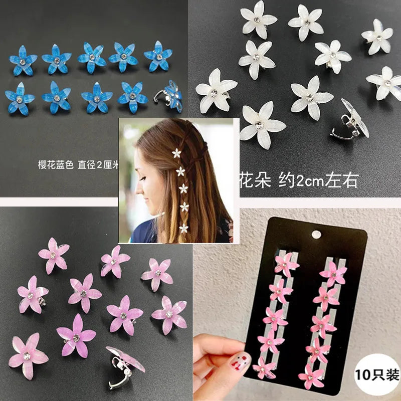 10PCS/Lot Wedding Bridal Hair Claws Girls Small Cute Crystal Flowers Metal Hair Clips Women Mini Headwear Hair Accessories