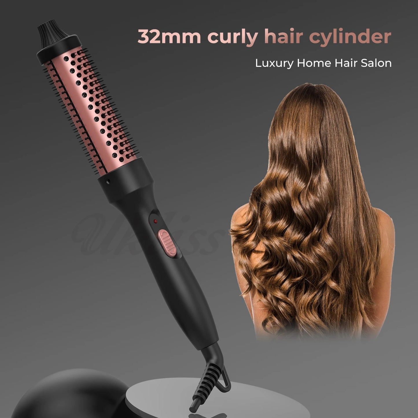 Thermal Brush Heated Curling Iron Brush 32mm Round Brush Ceramic Hair Curler Roller Volumizing Brush  Curling Comb Styling Tools