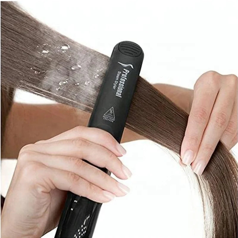 2 IN 1 Hair Iron Professional Steam Hair Straightener Hair Curler Ceramic Curling Style Tools