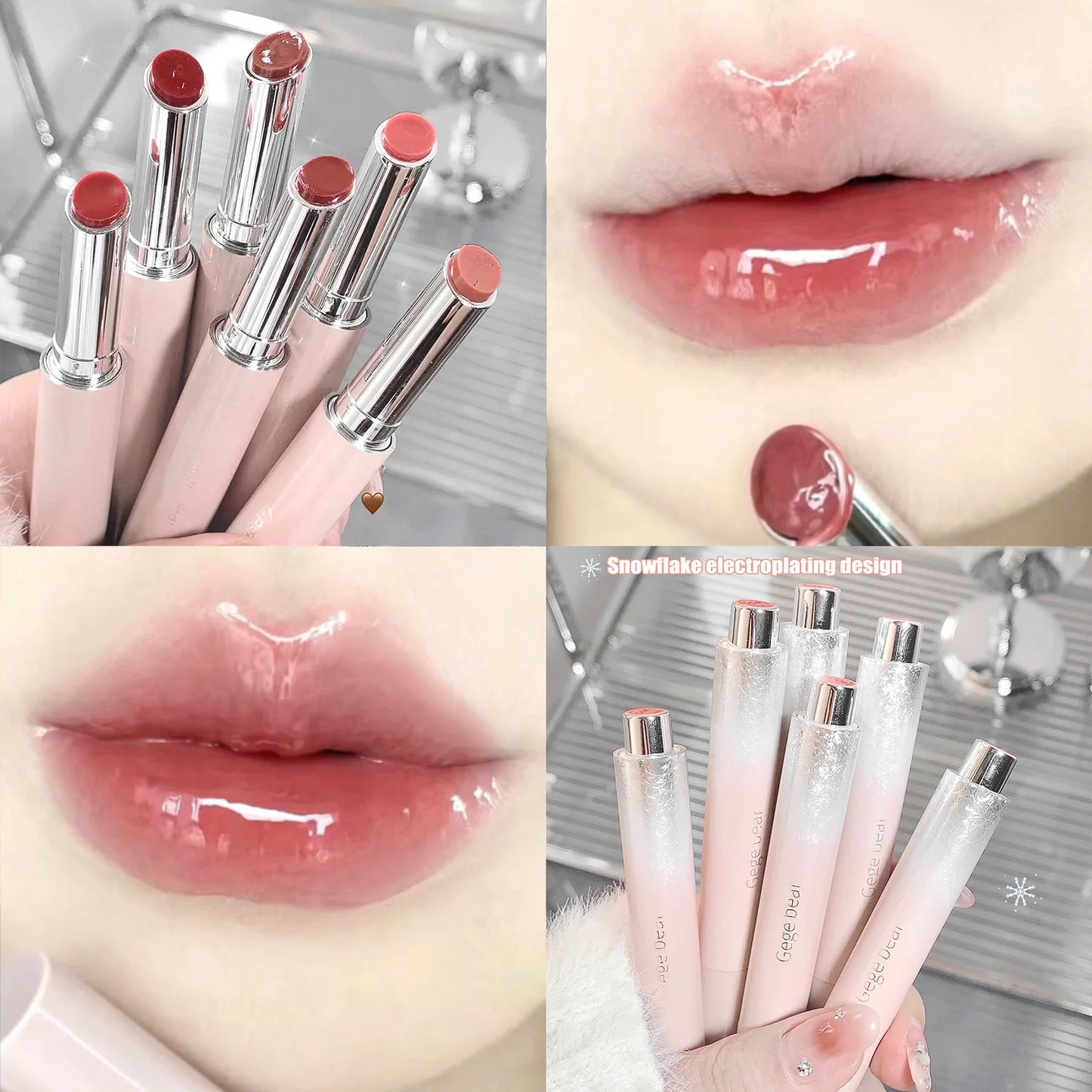 Jelly Solid Lip Gloss Cute Hydrating Mirror Red Brown Lipstick Clear Moisturizing Lips Tint Nature Nude Lip Makeup Cosmetics