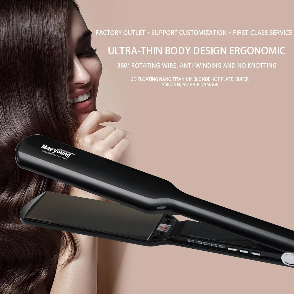 450℉/230℃  Extra Long Titanium Wide Plates Ultra Thin hair Flat iron hair straightener