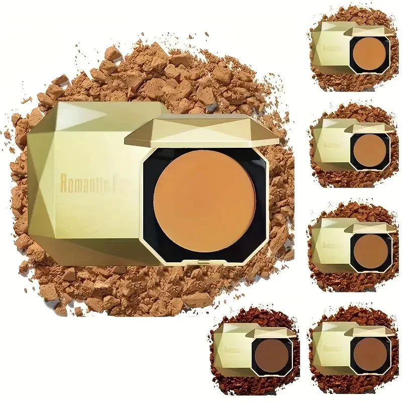 6 Colors Single Layer Bronzing Powder With Puff Face Contouring Dark Skin Powder Matte Powder Long-lasting Waterproof Women's Ma