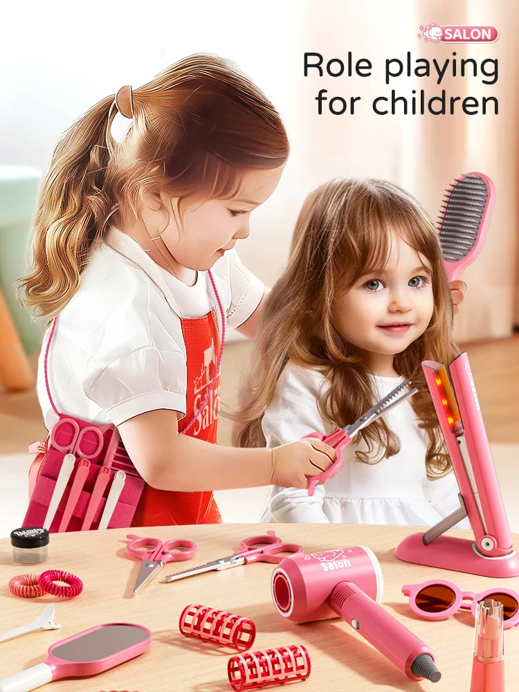 Kids Make Up Toys Simulation Haircut Kit Children's Hair dryer Role Playing Game Educational Toys For Girls Pretend Play Gifts