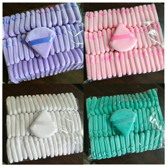 Wholesale 50Pcs Triangle Powder Puff Mini Face Makeup Sponge Cosmetics Soft Cotton Face Powder Puff Washable Velvet Makeup Puff