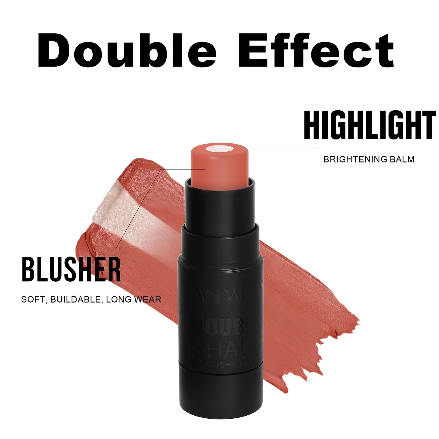 Blush&Highlighting Stick 2 in 1 Face Brightening Blusher Stick Rouge Face Blush Stick Cream Moisturize Face Illuminator Makeup