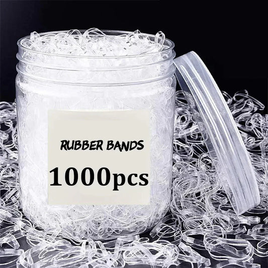 800~1000Pcs Girls Elastic Transparent Rubber Bands Hair Band Girls Ponytail Holder Hair Ties Bridal Hairbands Hair Accessories