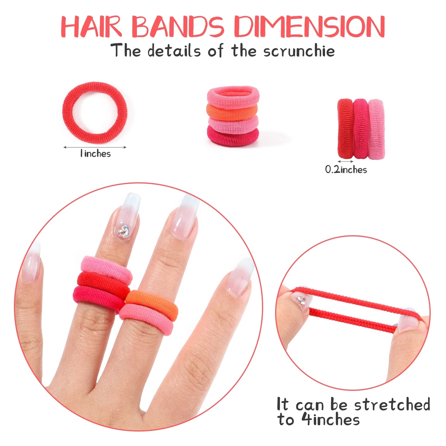 50PCS/Set Women Girls Basic Hair Bands  Simple Solid Colors Elastic Headband Hair Ropes Ties Hair Accessories Ponytail Holder