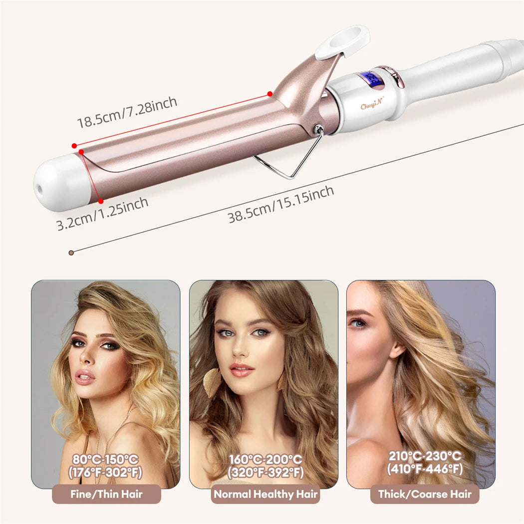 CkeyiN 32mm 38mm Electric Hair Curler for Women Professional Ceramic Curling Iron Adjustable Temperature Hair Styling Tool