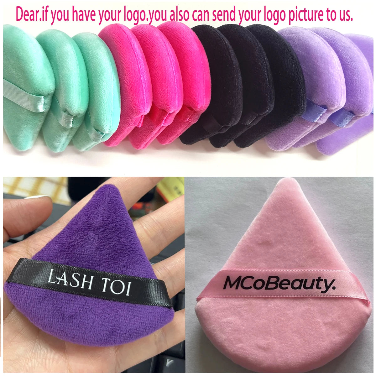 Wholesale 50Pcs Triangle Powder Puff Mini Face Makeup Sponge Cosmetics Soft Cotton Face Powder Puff Washable Velvet Makeup Puff