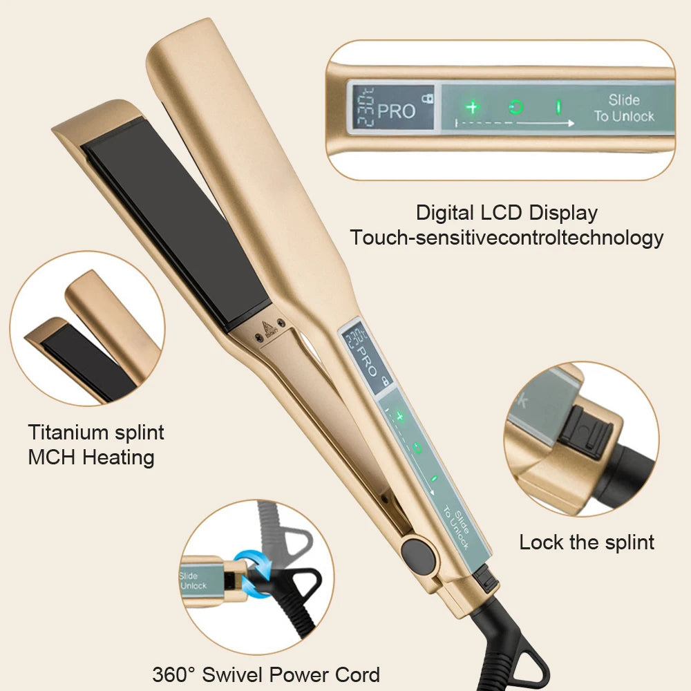 Hair Straightener Titanium Plate Flat Irons Professional Keratin Treatment 450°F / 230°C Salon Hair Styling Tools Dual Voltage