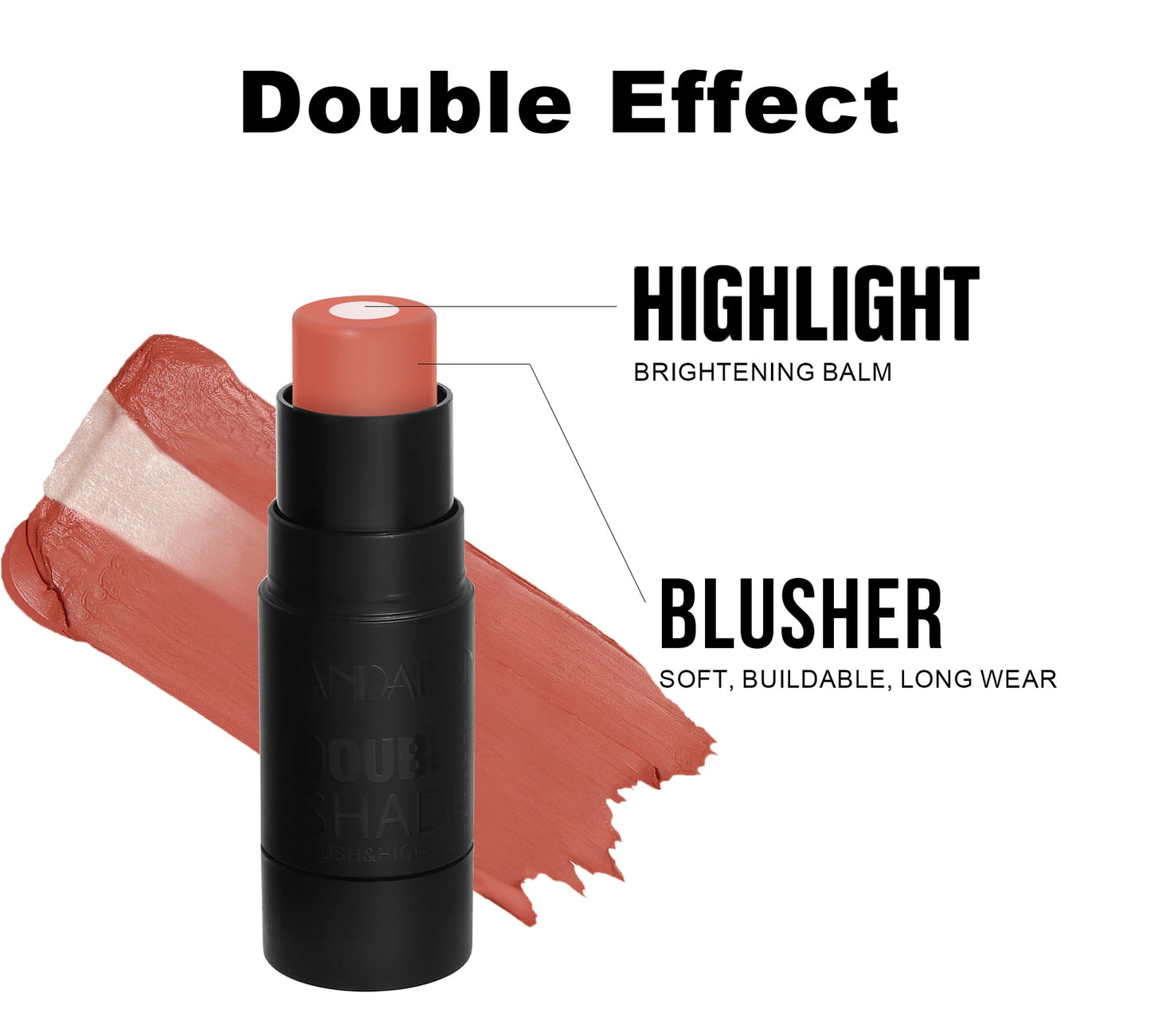 Blush&Highlighting Stick 2 in 1 Face Brightening Blusher Stick Rouge Face Blush Stick Cream Moisturize Face Illuminator Makeup